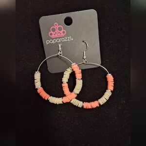 *NWT* PAPARAZZI *CLEARANCE* Coral & Beige Hoop Earrings